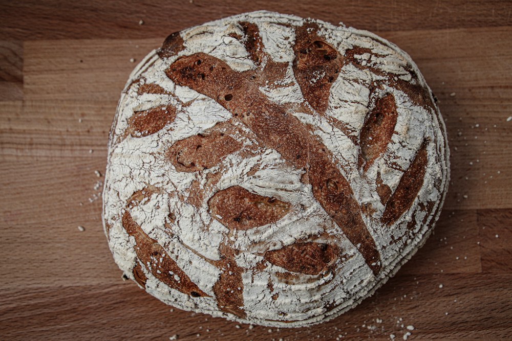 Artisan bread on a wooden table